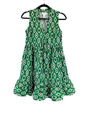 NWOT Japna Green Mini Retro Style 100% Cotton Dress Southwestern Cowgirl Sz S